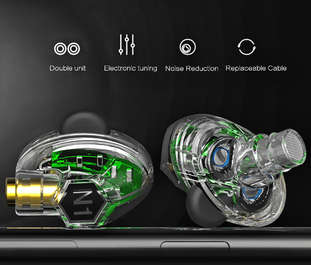 ขาย VJJB N1 หูฟัง 2 ไดรเวอร์ถอดสายได้ มาพร้อมสาย2in1 สายธรรมดา และ ไมค์ 2 เส้นในชุด