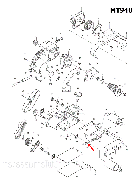 COMPRESSION SPRING 12 เครื่องขัดกระดาษทราย Maktec-มาคเทค MT940, MT941 [#58] Pn.233235-0 (แท้) ## (**)