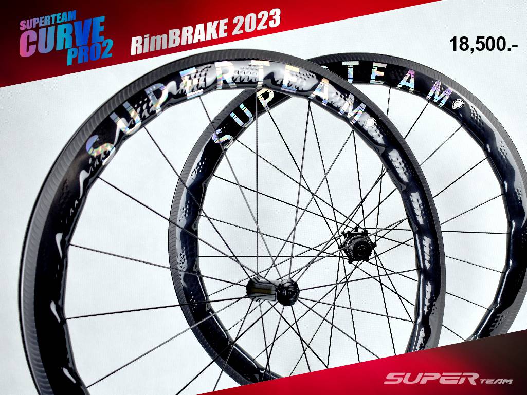 ล้อคาร์บอน SUPERTEAM CURVE PR02 RimBRAKE 2023 ขนาด 50/50 ขอบ งัด รองรับ TUBELESS ขอบอ้วน 25 MM ลูกปืน CERAMIC โม่ SHIMANO / SRAM