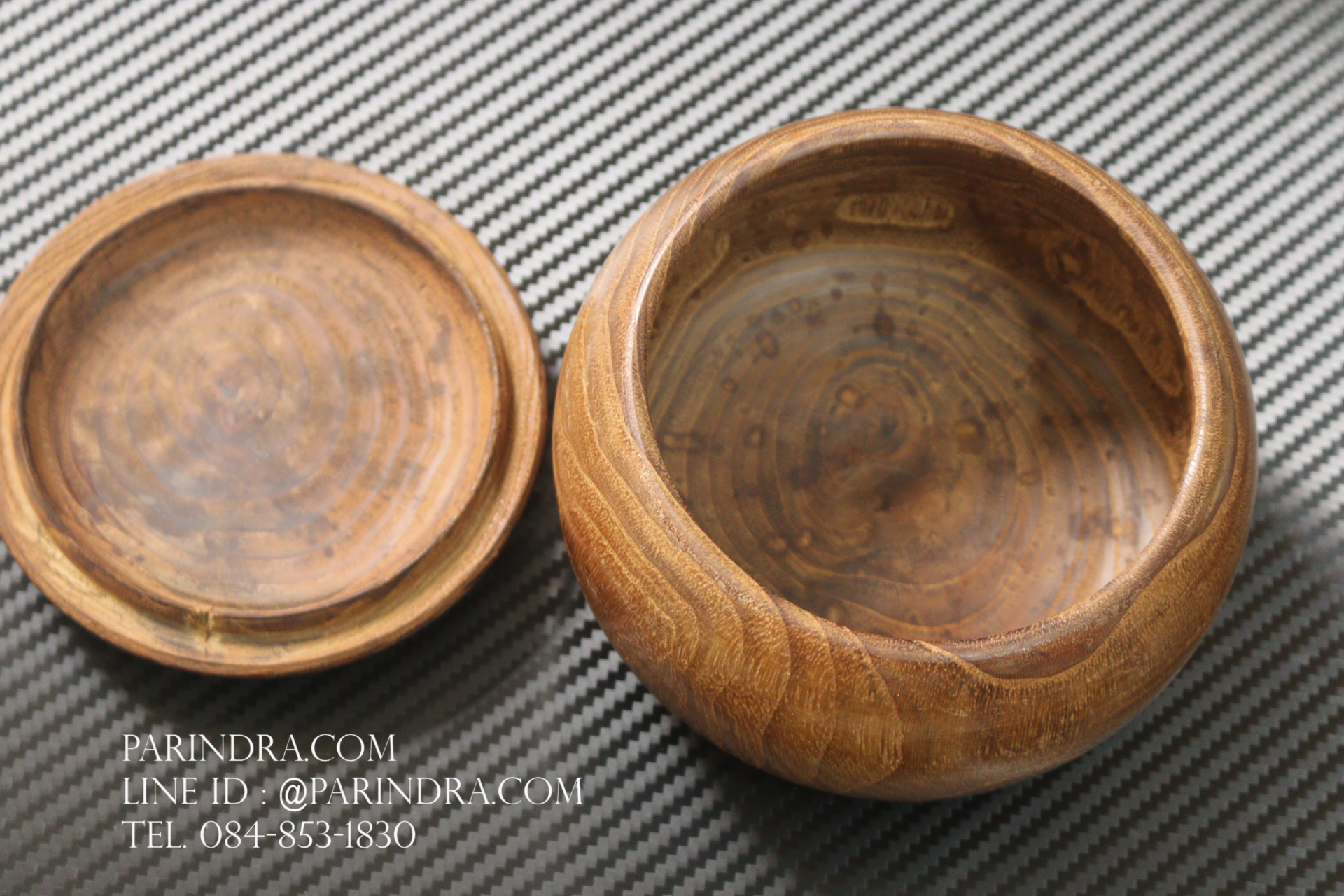 กล่องไม้แท้ทรงกลม สำหรับเก็บหมากโกะ หรือสิ่งของต่างๆ สวยงาม JAPAN