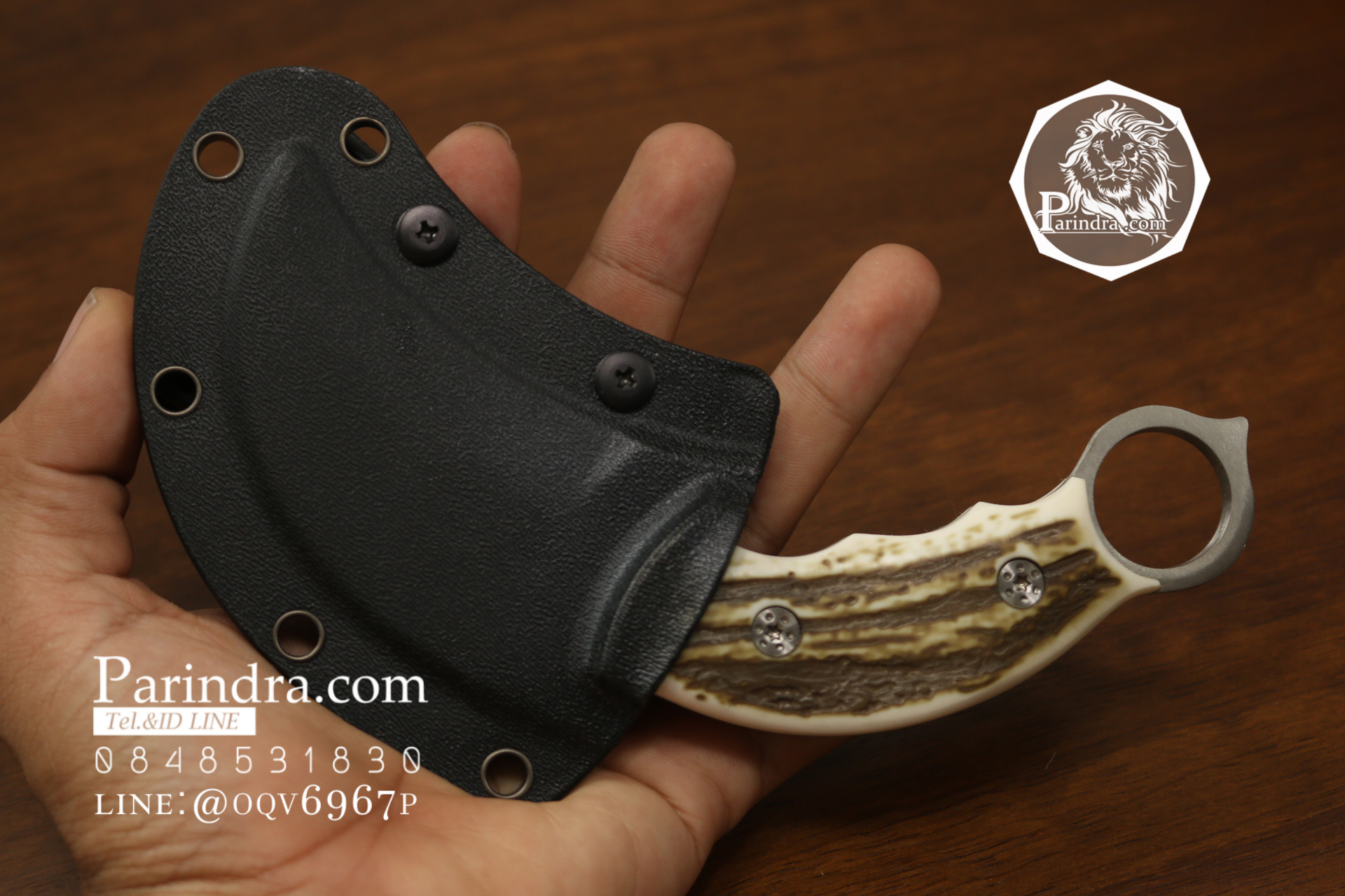 มีดคารัมบิตใบตาย (Karambit) Scorpion Claw ด้ามเขาสัตว์เทียม (OEM)