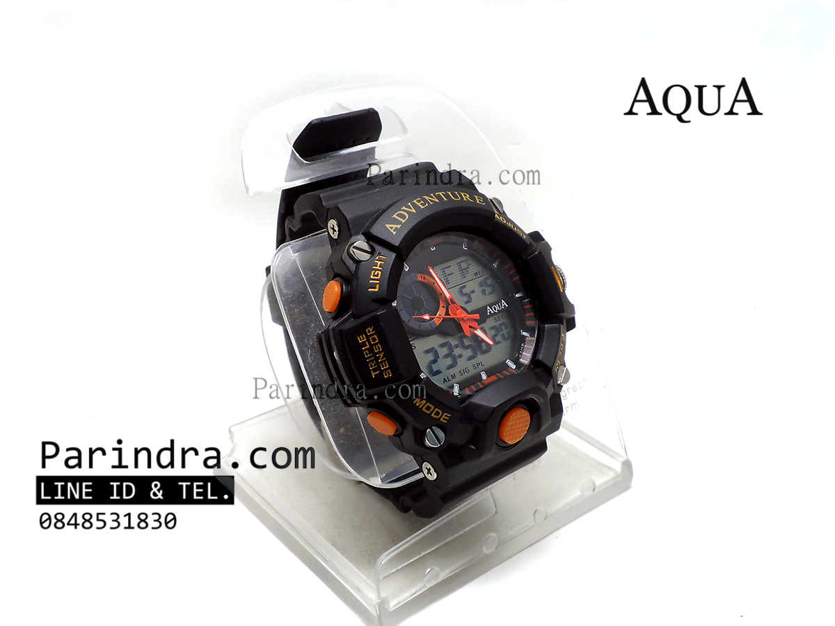 นาฬิกาข้อมือ AQUA รุ่น 1401-D สีดำ-ส้ม