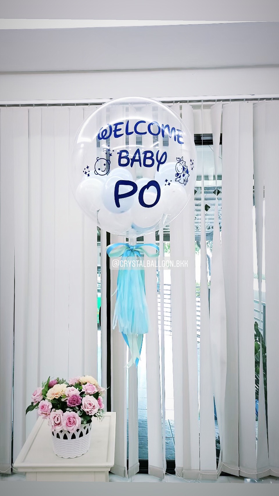ลูกโป่ง Welcome Baby Boy Bubble USA ขนาด 24" พร้อมตกแต่ง สามารถเปลี่ยนสีลูกโป่ง/เปลี่ยนข้อความได้