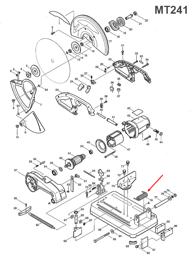 สปริงข้อพับ Maktec มาคเทค MT240, MT241 [#78] Pn.231666-7 (แท้) ##(*)