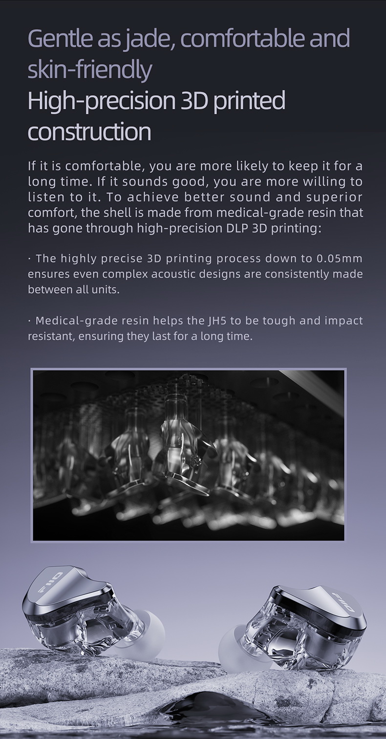 FiiO Jade Audio JH5 หูฟัง IEMs Hybrid 5 ไดรเวอร์ 1DA+4BA รองรับ Hi-Res ประกันศูนย์ไทย