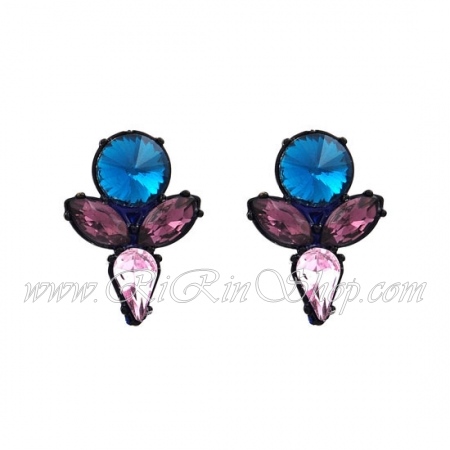 Aznavour & GraindeBeaute ต่างหู ตุ้มหู เซลลูโลสคริสตัล ( Navy )