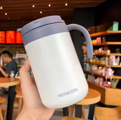 แก้วสแตนเลสหูจับพร้อมฝาปิด 500 ml