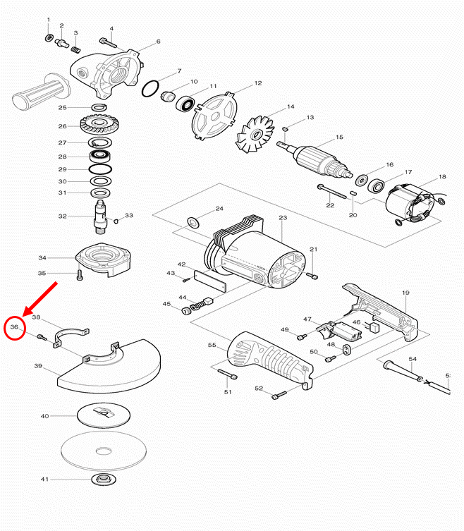 น็อตยึดขาบังสะเก็ด Makita GA7001, 7001L, 9007, 9607NB Pn.251259-4 (แท้) ##