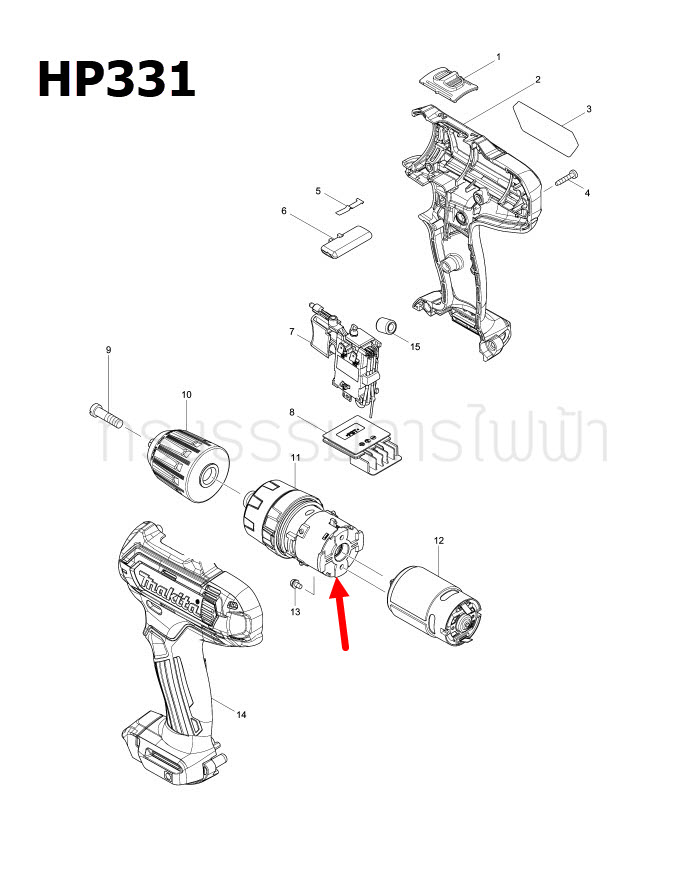 GEAR ASS' สว่านไร้สาย Makita มากีต้า HP330D, HP330DW, HP331, HP331D, HP331DWAE Pn.123502-0 (แท้) ##(*)