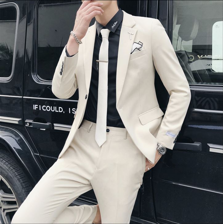 พร้อมเช่า เสื้อสูทชาย สีApricot หล่อเนียบ ทรงสลิม ** เฉพาะ S,M**