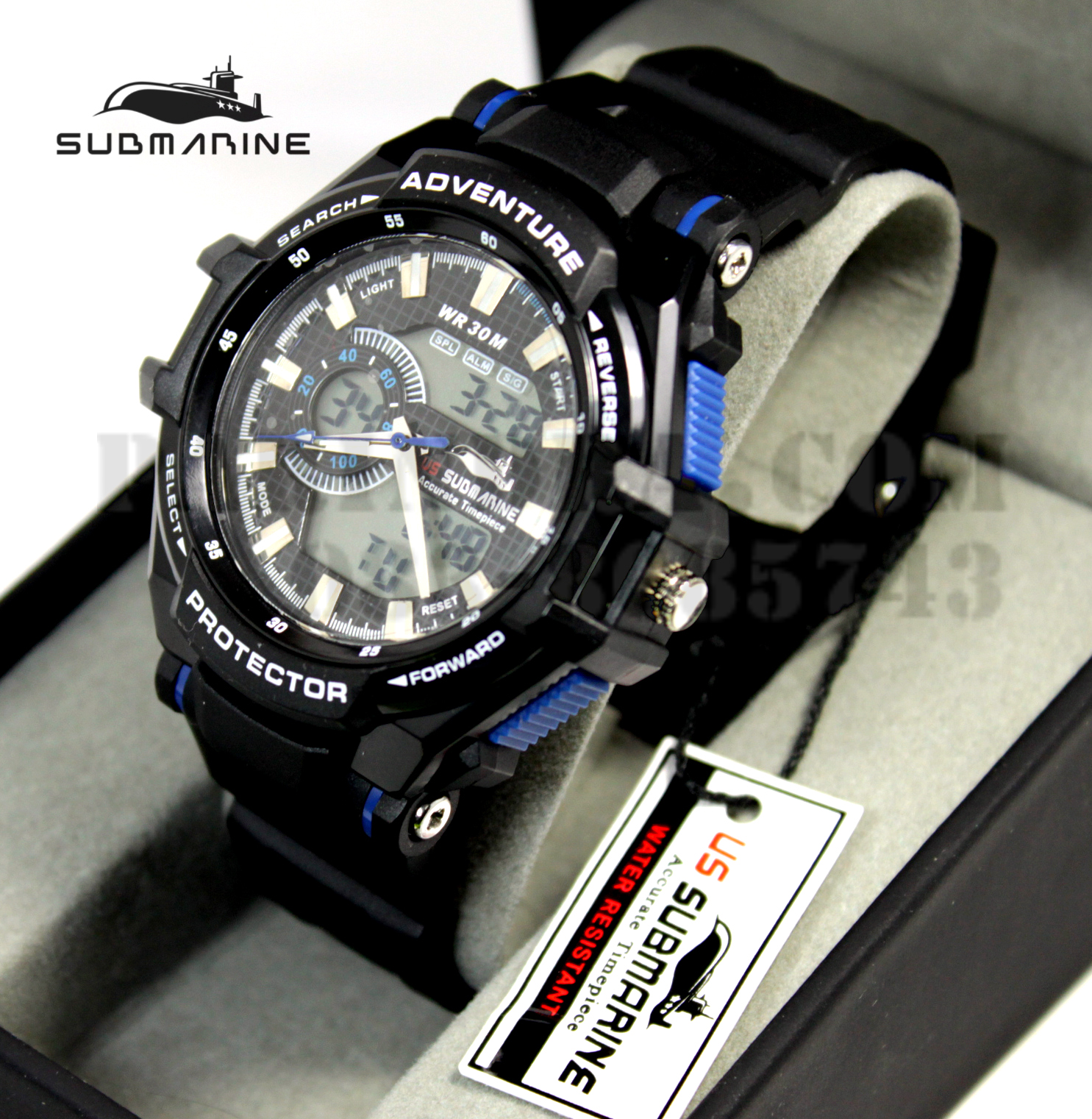 US submarine Protector รุ่น TP3135M สีดำตัดน้ำเงิน พื้นเทา