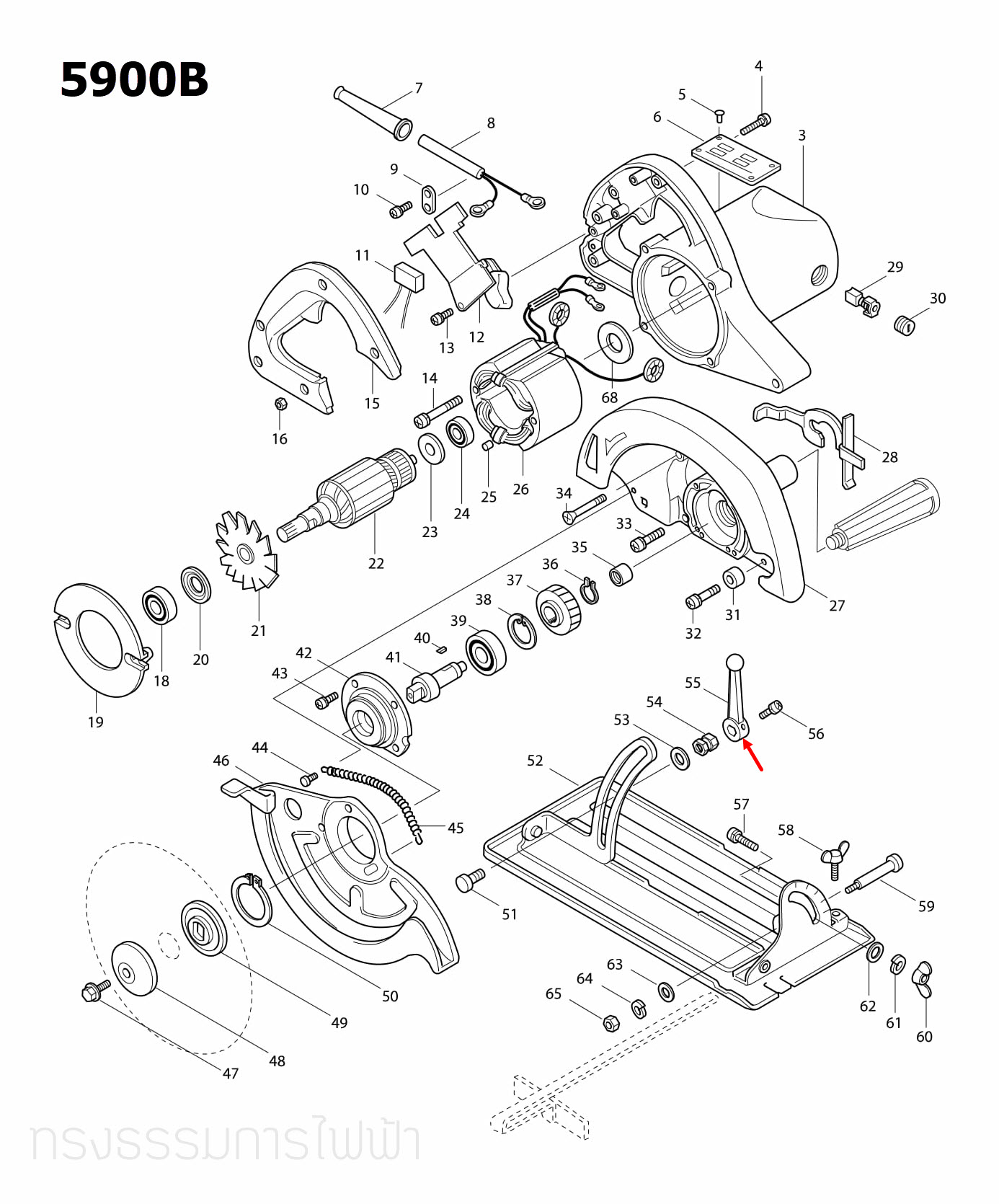ที่ปรับขึ้น-ลง เลื่อยวงเดือน Makita มากีต้า 5201N, 5103N, 5401N, 5402, 5900B Pn.133014-5 (แท้) ##(*)