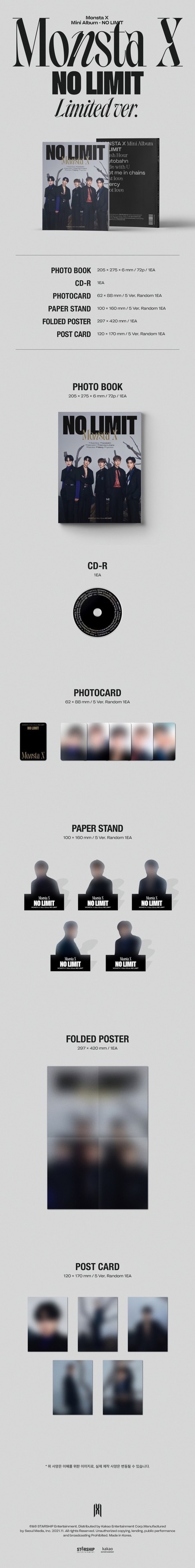 อัลบั้ม (Limited ver.) Monsta X - NO LIMIT (10th Mini Album)