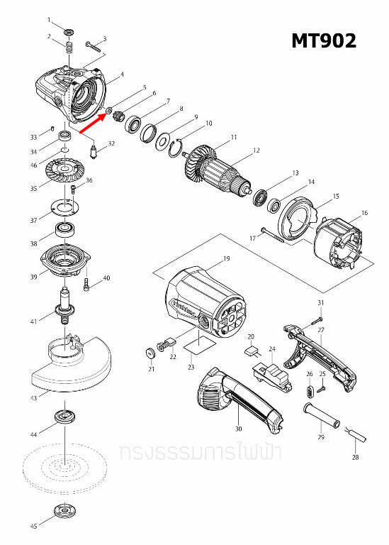 HEX. NUT M8 หินเจียร Maktec-มาคเทค MT902 [#5] Pn.252194-9 (แท้) ##