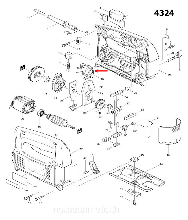 ตัวปรับรอบ จิ๊กซอว์ Makita มากีต้า 4323 [#37], 4324 [#15] Pn.631265-9 (แท้) ##