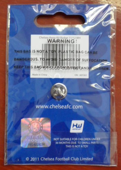 เข็มกลัด ฟุตบอล สโมสรเชลซี - AWAY KIT 2011/12 ใหม่ / CHELSEA Football Club Pin - AWAY KIT 2011/12 NEW