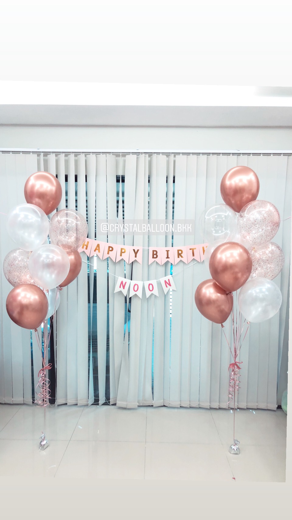 ลูกโป่ง วันเกิด Theme สีโรสโกล พร้อม ป้ายธง Happy Birthday,ชื่อเจ้าของวันเกิด 4 ตัวอักษร พร้อมตกแต่ง สามารถเปลี่ยนสีลูกโป่ง/เปลี่ยนชื่อเจ้าของวันเกิดที่ป้ายธงได้