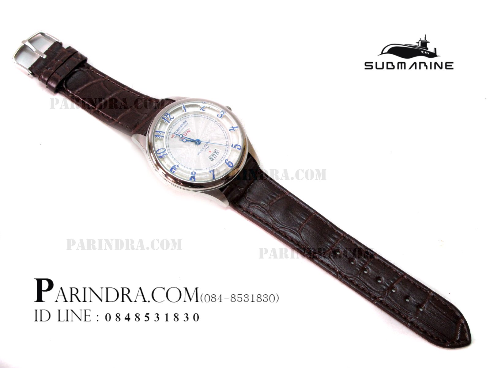 นาฬิกา US Submarine J105MDD หน้าปัดขาวขอบเงิน