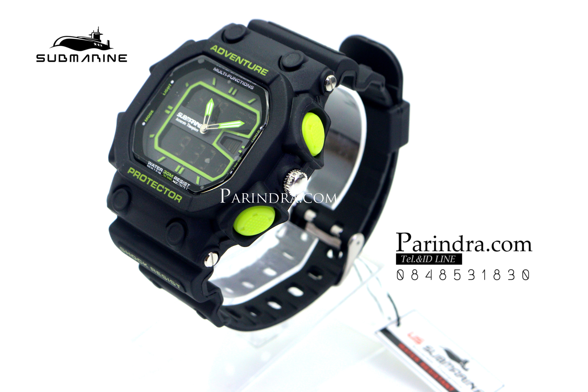 นาฬิกา US submarine รุ่น TP3134M สีดำตัดเขียว จอดำ