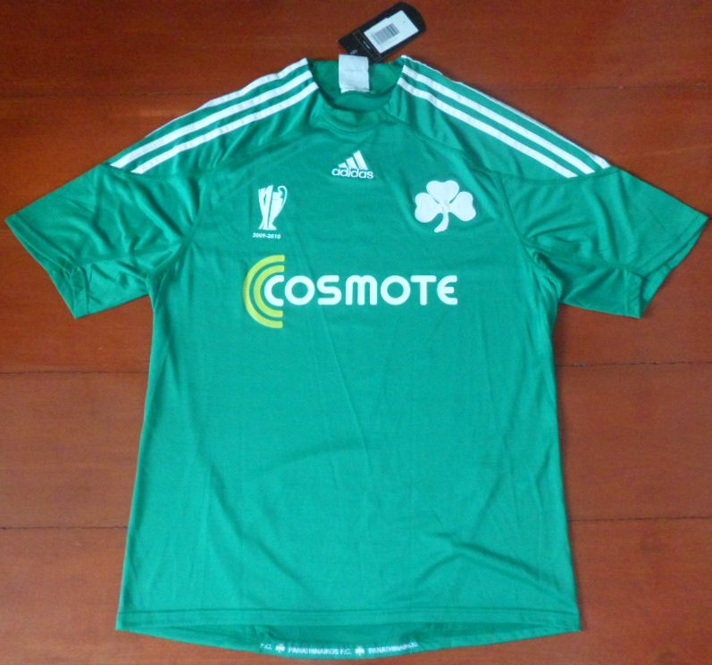 เสื้อฟุตบอล ทีมสโมสรพานาธิไนกอส ชุดเหย้า 2009/10 พิมพ์ลายฉลองดับเบิ้ลแชมป์ ใหม่ M-Size / PANATHINAIKOS Football Shirt Home Kit 2009/10 with Double Champions Commemorative Printing Jersey NEW M-Size