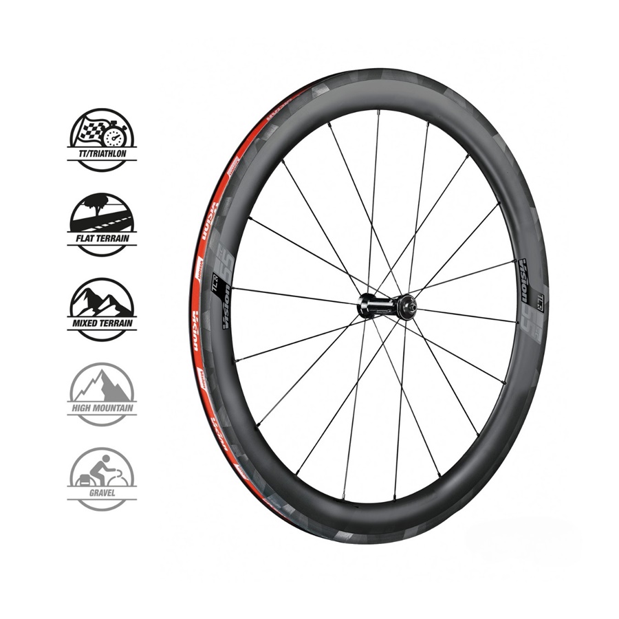 ชุดล้อเสือหมอบ FSA VISION SC 55 Disc Carbon Wheelset Clincher Centerlock 12x100mm/12x142mm black