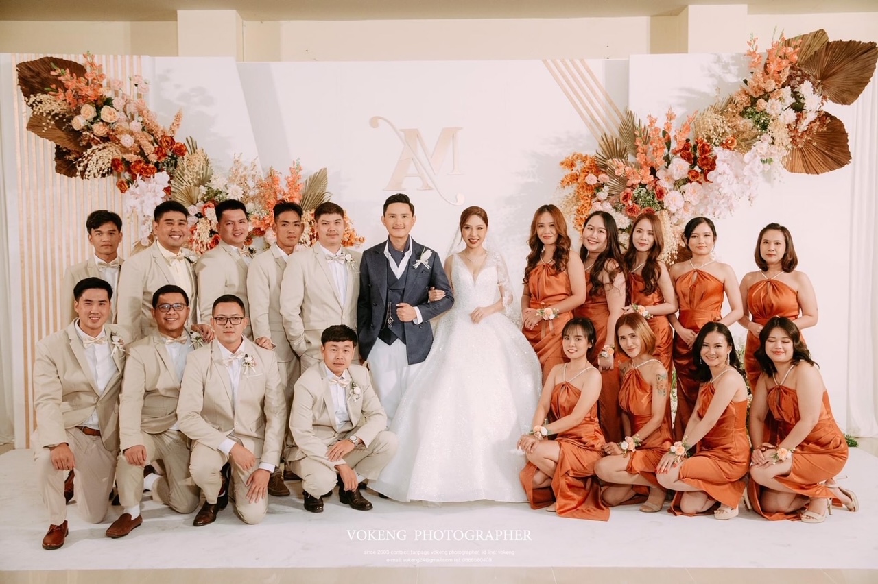 พร้อมเช่า ชุดสูทชาย สูทเพื่อนเจ้าบ่าว สีครีม เบจ Beige Brown (ไม่มีกั๊ก)