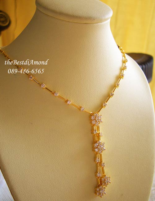 BN019+++สร้อยเพชร4 Flowers++สร้อยเพชรรูปดอกไม้ งานModern น่ารักมากๆ ใส่แล้วดูดี เพชรแวววาวสวย ใส่ออกงานได้สบาย