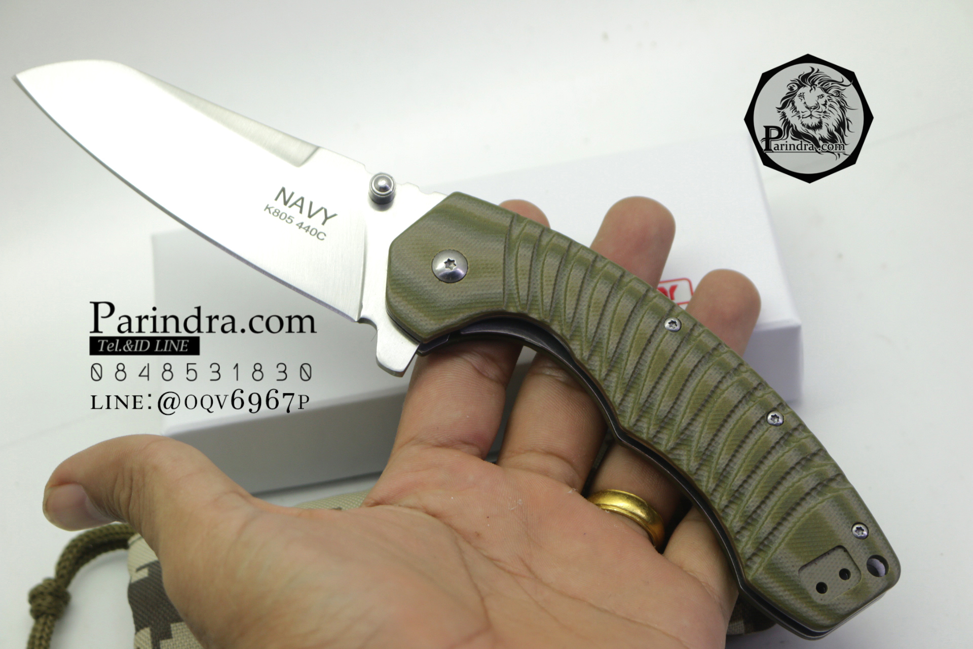 มีดพับ Navy รุ่น K805C สีเขียวทหาร ด้าม G10 ทรงสวย ของแท้ 100%