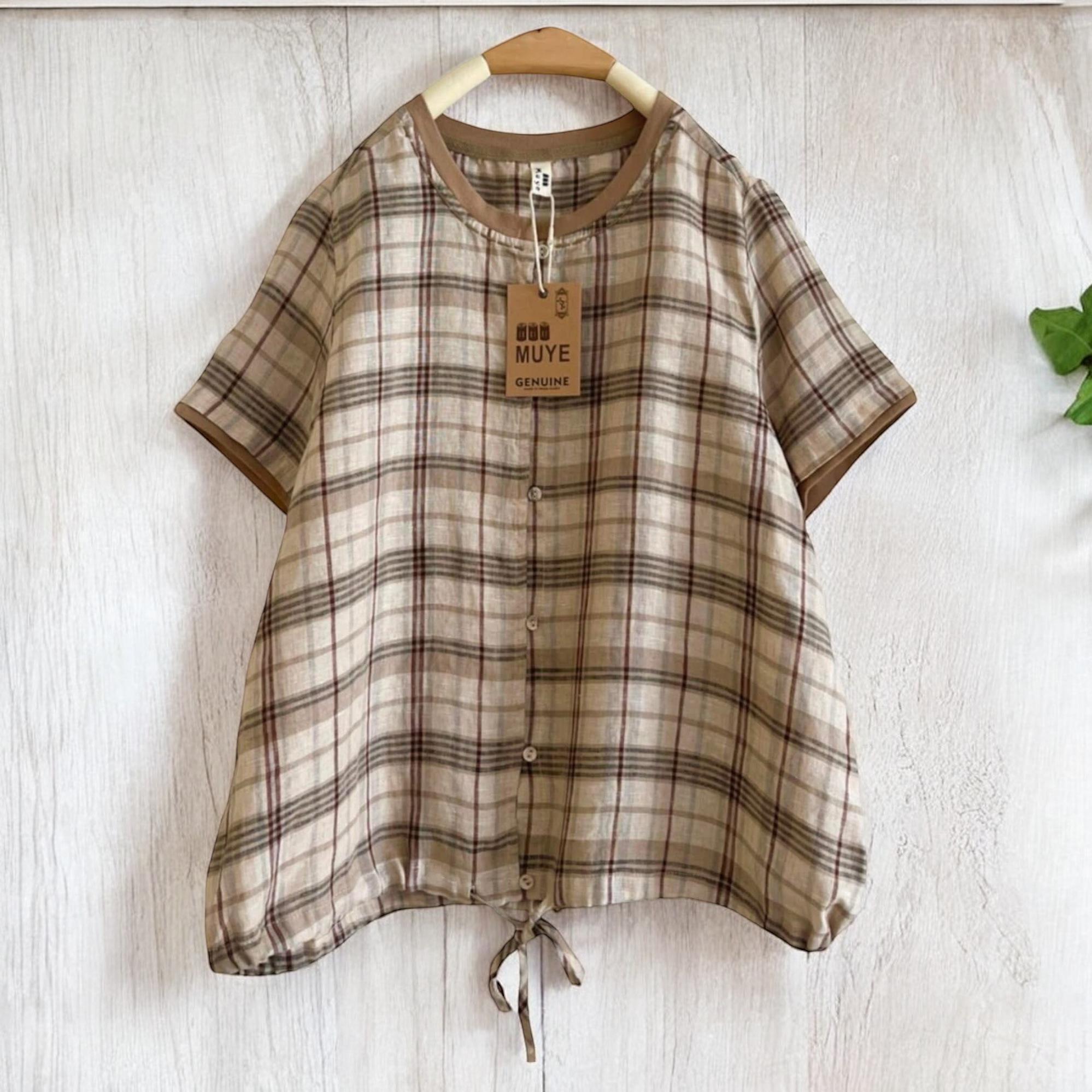 เสื้อผ้าลินินลายสก็อต muye