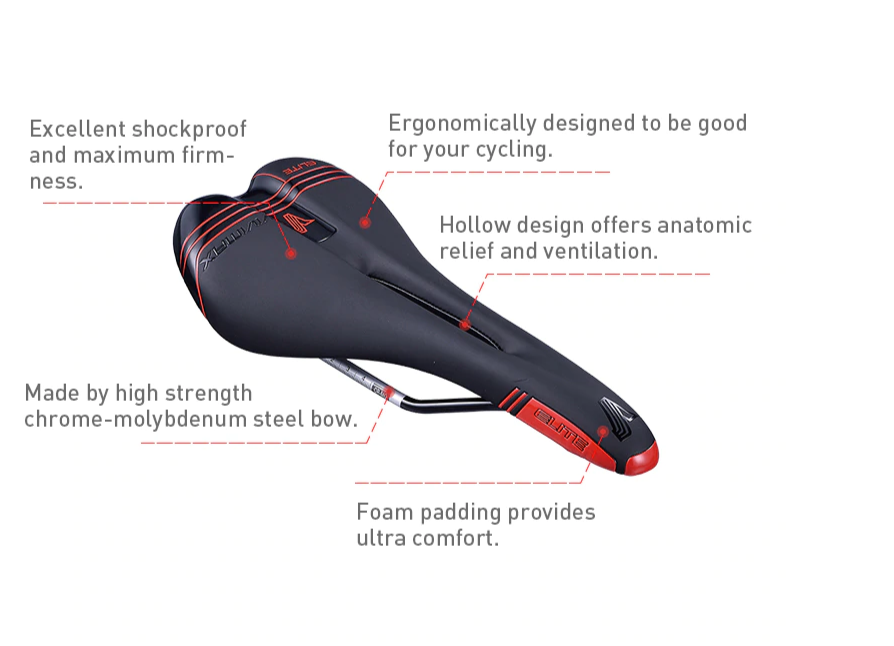 VIVIMAX Elite : VI-EL-BLA/R Saddle cushion saddle เบาะจักรยาน