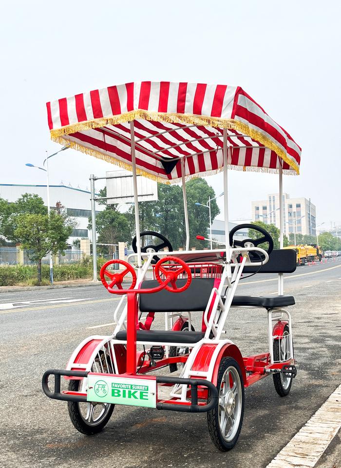 จักรยานหรรษา Favorite FO-01 SURREY BIKE แบบ 2 คนปั่น+ 1 เก้าอี้เด็ก+ร่มกันแดด ปั่นพร้อมกัน หรรษาทั้งครอบครัว พร้อมได้ออกกำลังกาย