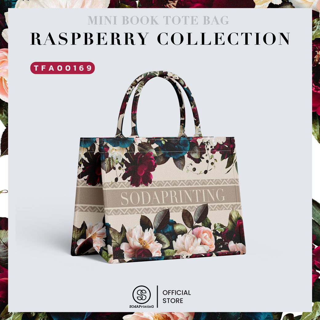กระเป๋า Mini Book tote bag Raspberry Collection ใส่ชื่อได้ รหัส TFA00169-TFA00172 #SOdAPrintinG