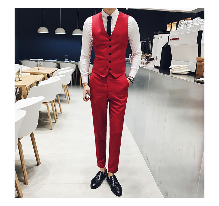 Pre-order ชุดสูทชาย สีแดง เข้ารูป