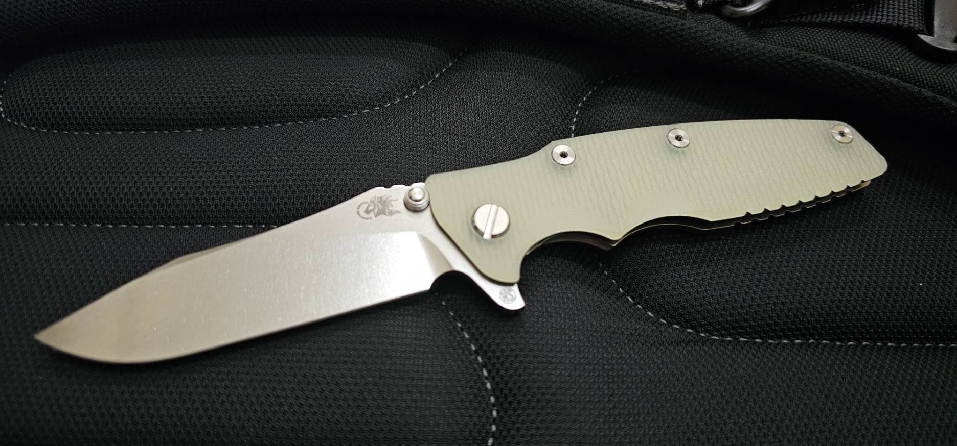 Hinderer EKLIPSE 3.5 Magnacut Skinny Slicer Hollow Grind Tri-way Stonewash Translucent Green G10