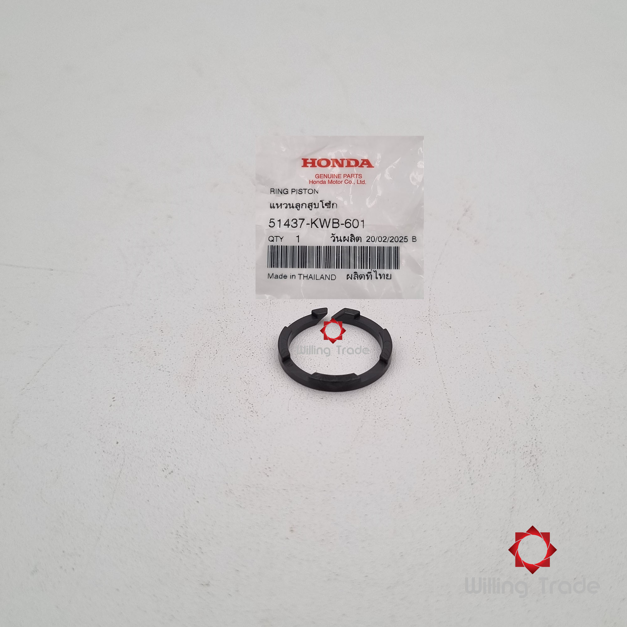 แหวนลูกสูบ (WY081) HONDA: (51437-KWB-601) CLICK 125I 2012-14 ... แพ๊คละ 1 ชิ้น... [แท้ศูนย์ 100%] ... กลุ่มอะไหล่ โช๊คอัพหน้า ... RING, PISTON