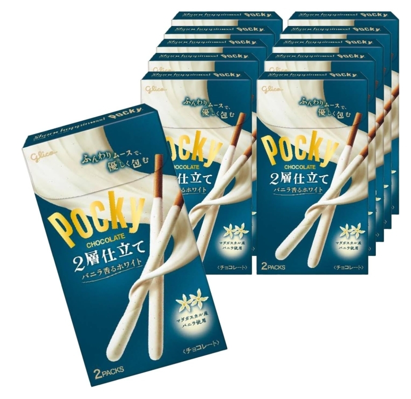 🤍 ป๊อกกี้ไวท์ช็อกโกแลตสูตร 2 ชั้นเคลือบพิเศษ Pocky 2 Layers Vanilla White Chocolate 50g 🤍