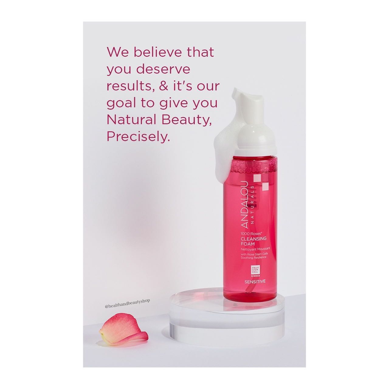 Andalou Naturals, 1000 Roses Cleansing Foam, Sensitive, 5.5 fl oz (163 ml)