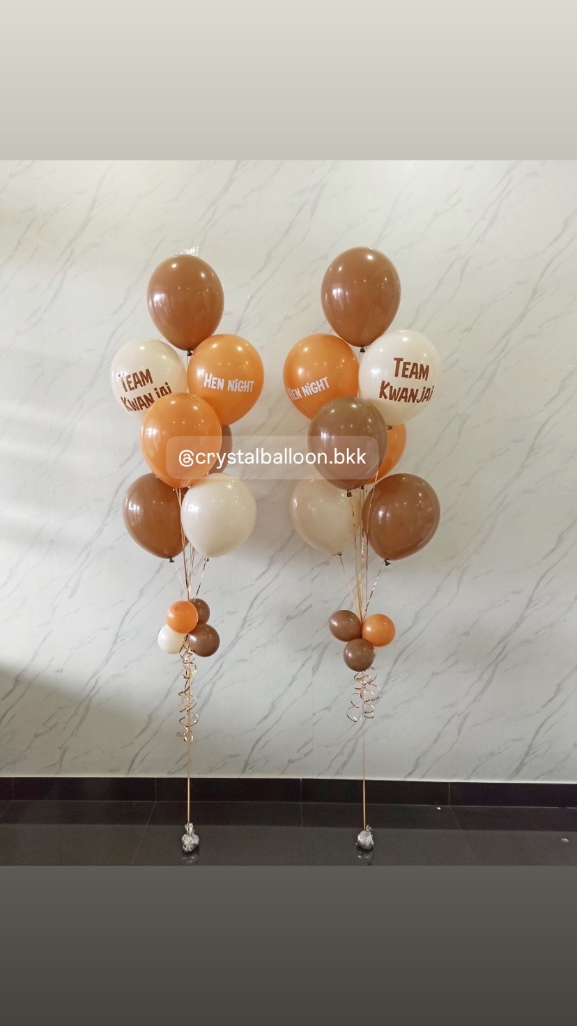 ลูกโป่ง Bride To Be ช่อลูกโป่ง ช่อ 7 ลูก 2 ช่อ โทนน้ำตาล พร้อมตกแต่ง สามารถเปลี่ยนสีลูกโป่งได้
