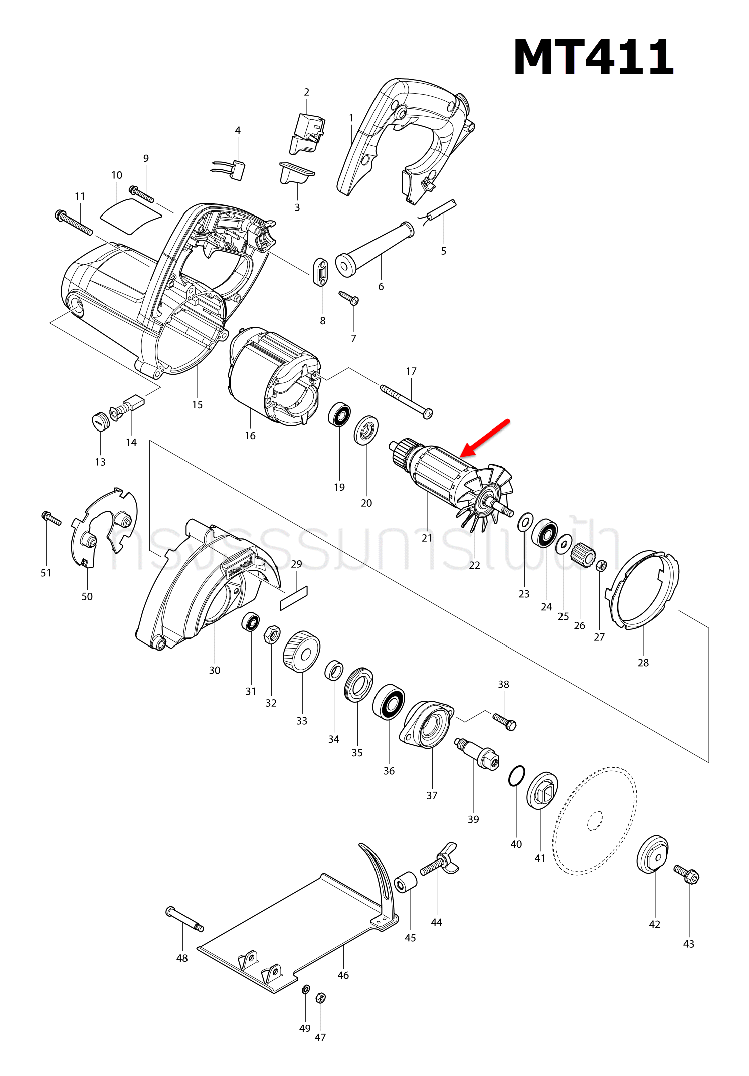 ทุ่น เครื่องตัดหิน Maktec มาคเทค MT411 (แท้) ##