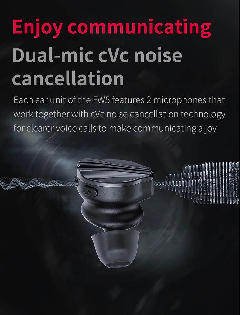 FiiO FW5 หูฟัง TWS หูฟัง 3 ไดรเวอร์ 2BA+1DD ประกันศูนย์ไทย