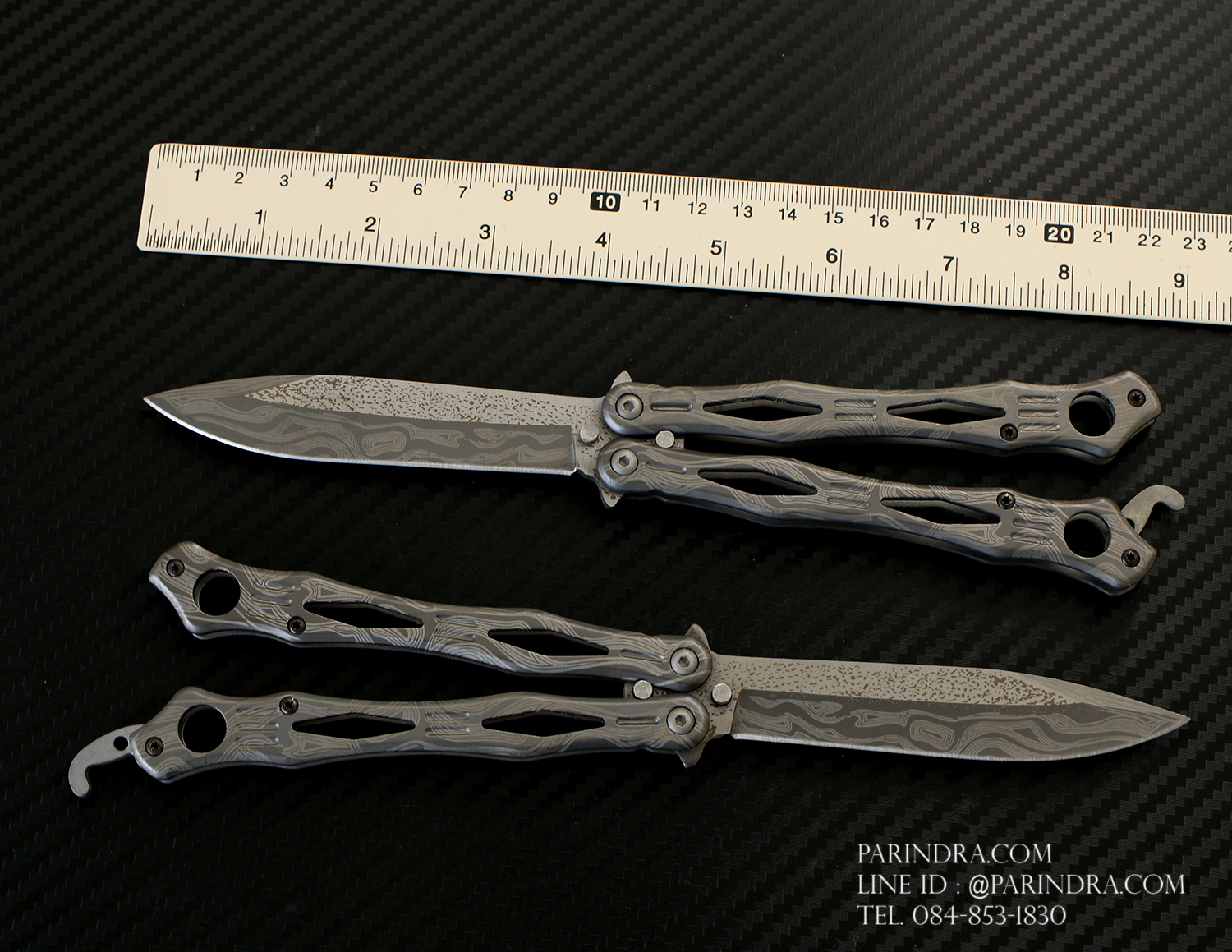 มีดปีกผีเสื้อ Balisong ด้ามสวย ใบสวย สกรีนลายดามัสกัส