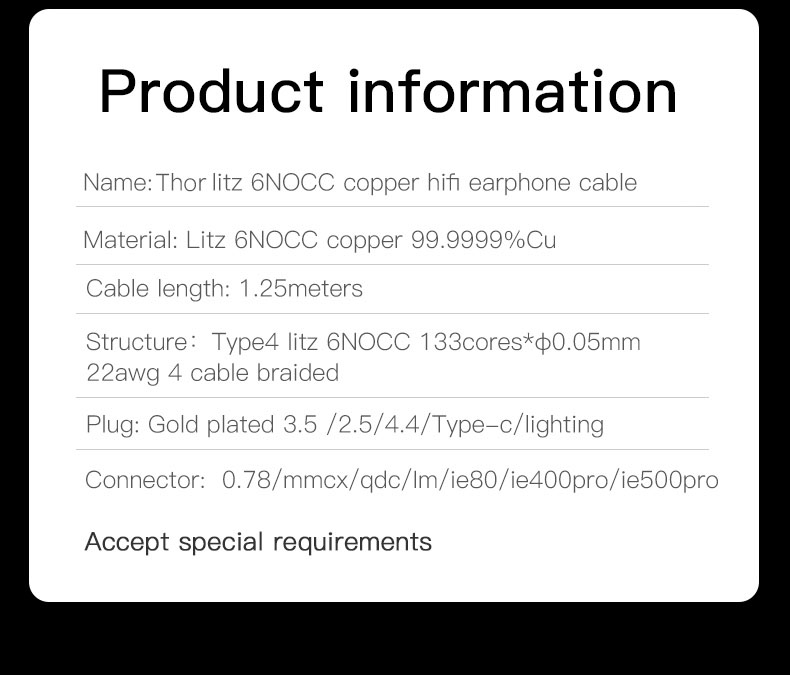 ขาย Hakugei Thor สายอัพเกรดหูฟัง 6N OCC Litz สำหรับหูฟัง