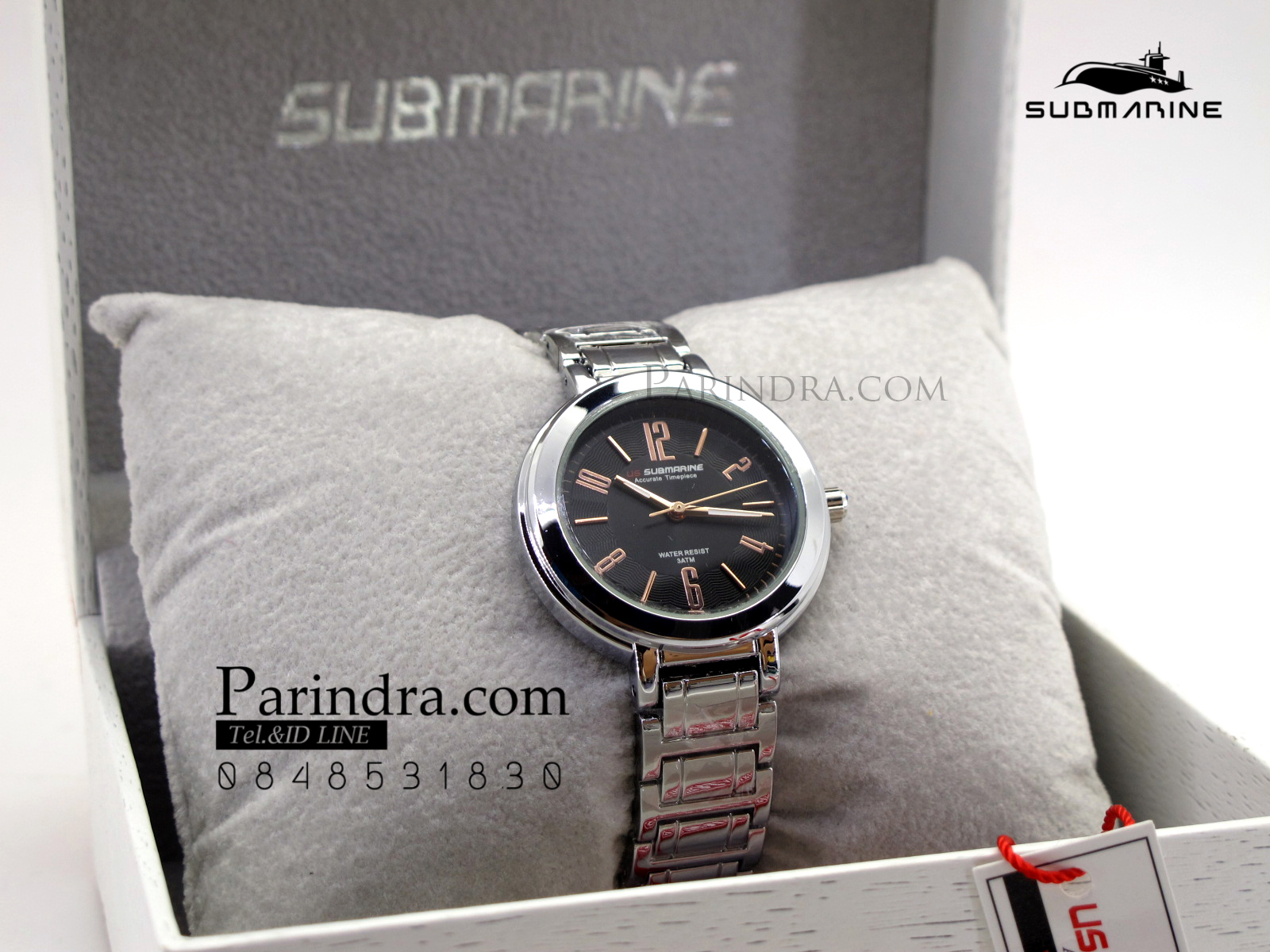 นาฬิกา US submarine รุ่น J123L สายสแตนเลสีเงิน หน้าปัดสีดำตัวเลขสีPink gold