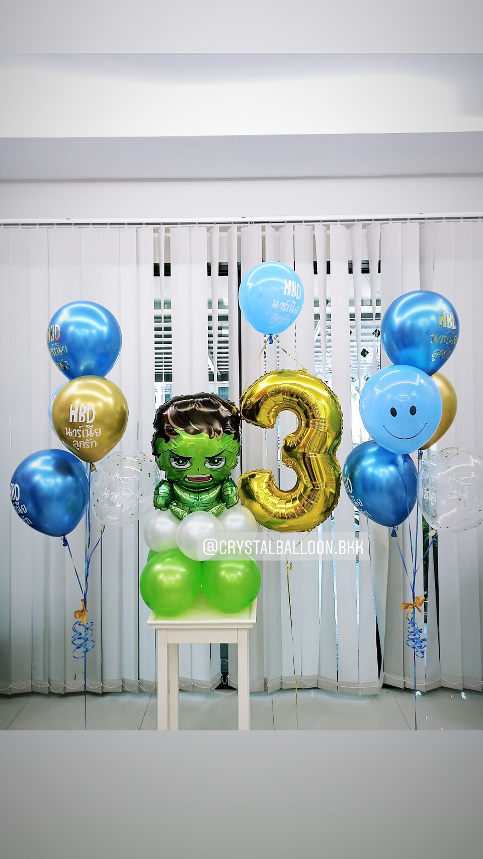 ลูกโป่ง วันเกิดเด็กชาย Theme Hulk ตั้งฐาน สุดฮิต พร้อม ช่อลูกโป่ง ช่อ 5 ลูก 2 ช่อ,ฟอยล์ตัวเลข ขนาด 40" 1 ตัว พร้อมตกเเต่ง สามารถเปลี่ยนสีลูกโป่ง/เปลี่ยนสี-ฟอยล์ตัวเลข/เปลี่ยนฟอยล์การ์ตูนได้