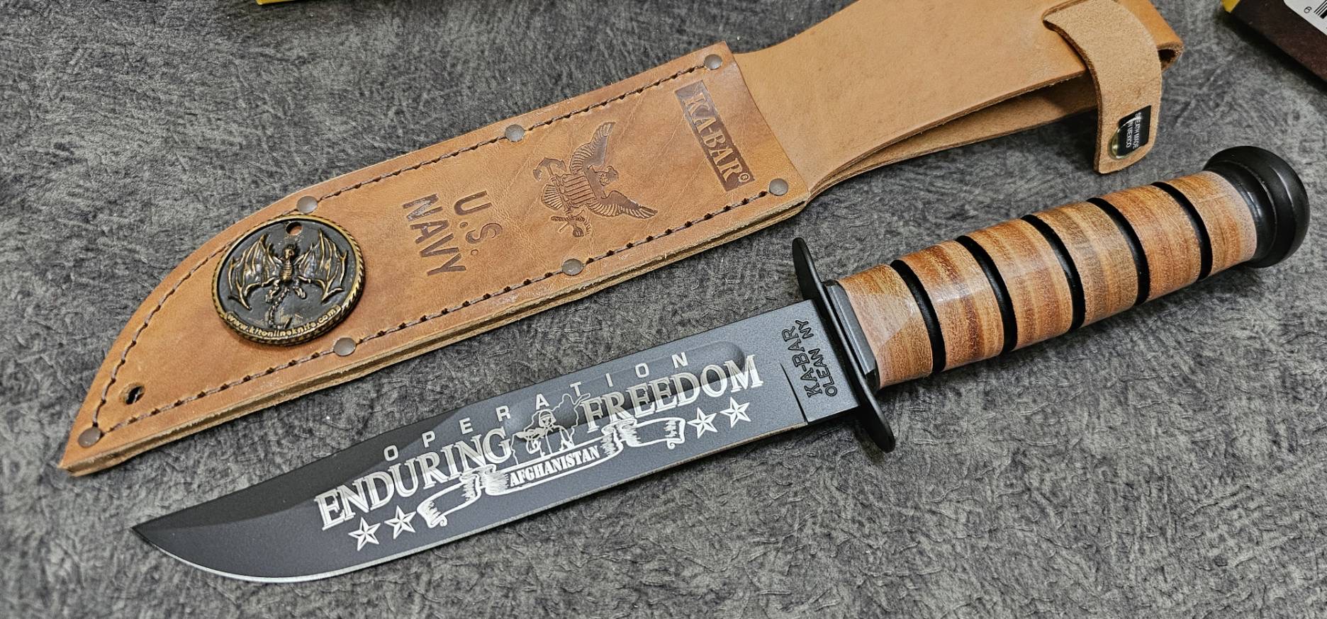 Ka-Bar Bowie Navy Operation Enduring Freedom Fixed Blade Knife (7" Black)