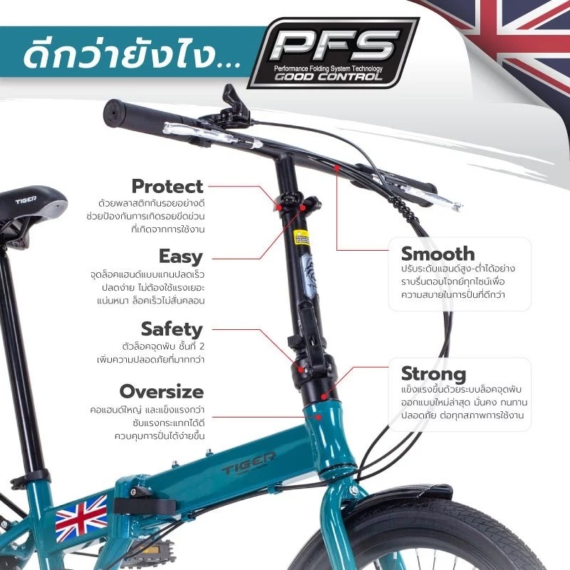 จักรยานพับได้ TIGER OXFORD 20" เฟรมอลู Alloy 7speeds เกียร์ชิมาโน่ NEW2024