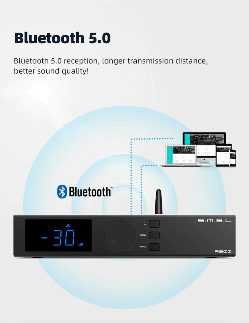 ขาย SMSL A300 Power Amplifier ตั้งโต๊ะ รองรับ Bluetooth5.0 ประกันศูนย์ไทย