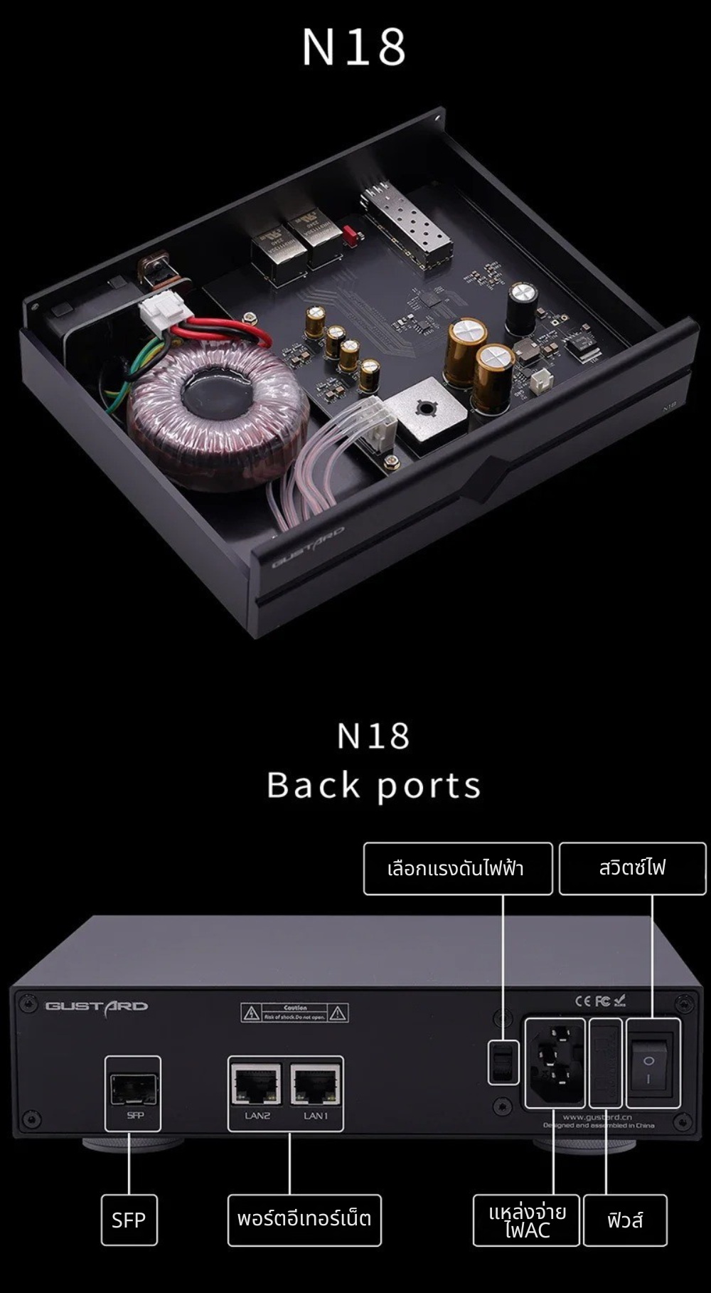 Gustard N18/N18 PRO สวิตซ์เครือข่ายเสียง Ethernet Switch เกรดออดิโอ ประกันศูนย์ไทย