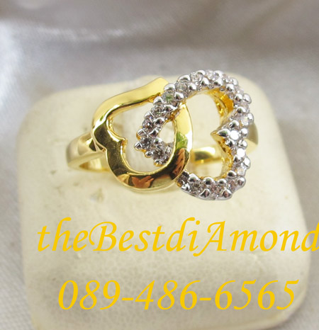 BR203+++แหวนหัวใจเกี่ยวรัก++แบบน่ารักมากๆๆๆ เป็นรูปหัวใจ 2 ดวงเกี่ยวกัน เพชรไม่ใหญ่มาก ใส่ติดนิ้วได้สบายๆ