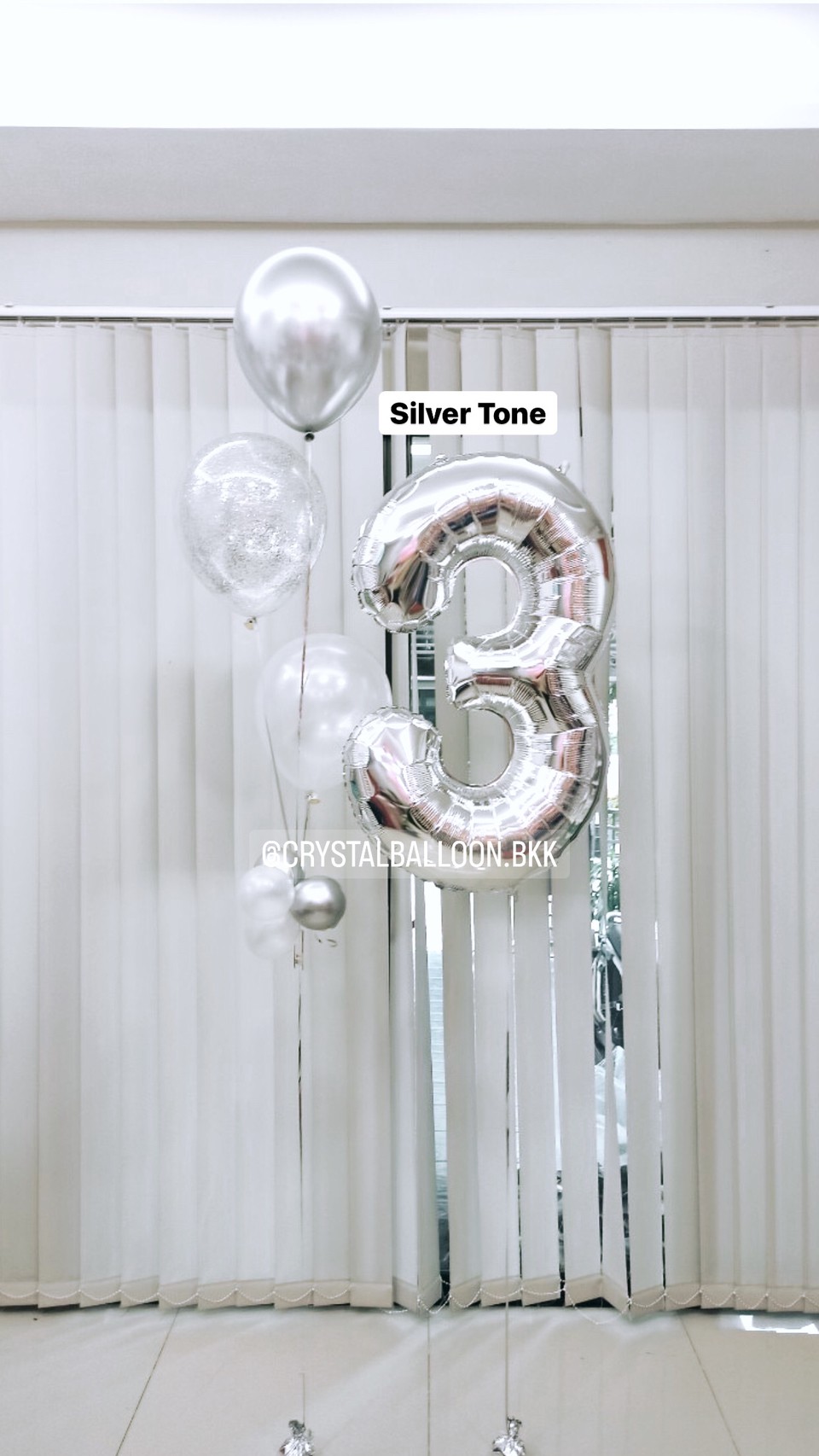 ลูกโป่ง วันเกิดเด็ก ช่อลูกโป่ง 3 ลูก 1 ช่อ Theme สีเงิน พร้อมตกแต่ง ฟอยล์ตัวเลข ขนาด 40" 1 ชิ้น สามารถเปลี่ยนสีลูกโป่ง/เปลี่ยนสีฟอยล์ตัวเลขได้